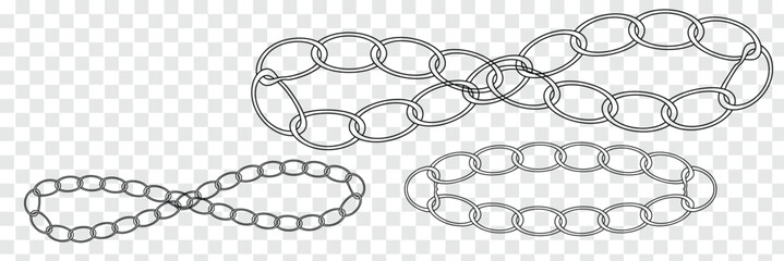 Obraz premium Chain pattern. Circular chain links. Vector outline frame border.