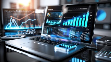 Fototapeta premium Business data dashboard provide modish business intelligence analytic for marketing strategy planning