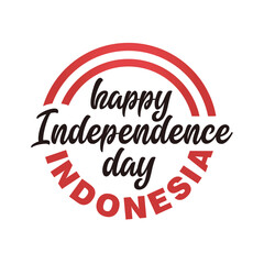 Indonesia Independence Day celebration on 17 August. hand drawn lettering of Happy Independence Day Indonesia poster, banner, greeting card.