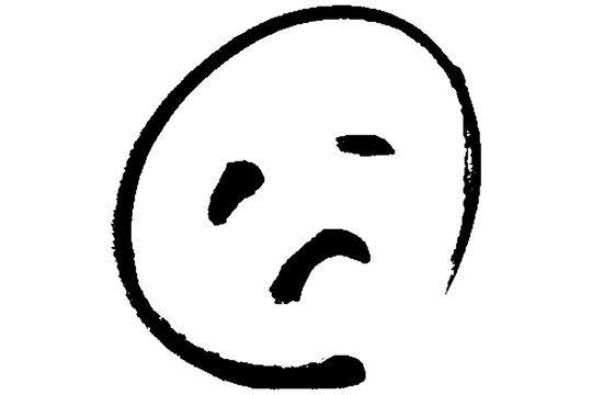 recommend clip art: シンプルな筆タッチの悲しい顔のアイコン