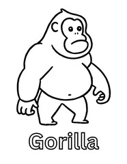 Fototapeta premium cute gorilla, animal Coloring page For Kids
