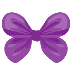 Decorative purple ribbon bow vector illustration, purple bowtie or bowknot decoration, isolated on white background