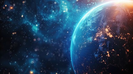 Obraz premium Abstract representation of the future world's philosophy, providing ample space for text in the lower third