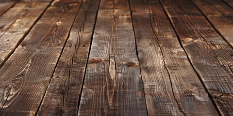 Obraz premium A close up view of weathered brown wood planks, showcasing the natural texture and grain of the wood