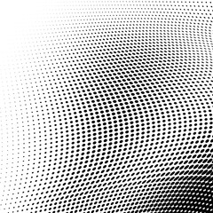 Abstract halftone wave dotted background. Futuristic twisted grunge pattern, dot, circles. Vector modern optical pop art texture for posters, business cards, cover, labels mock-up, stickers layout