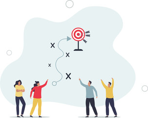 plan to overcome difficulty or obstacle to reach goal or target,flat vector illustration.