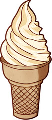Vanilla Swirl Ice Cream Cone Illustration