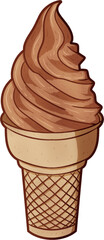 Chocolate Swirl Ice Cream Cone Illustration