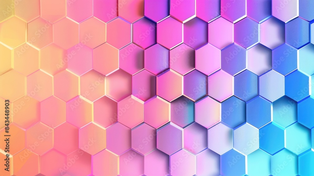 Poster colorful gradient geometric background with hexagonal patterns and a clear area for text, perfect fo
