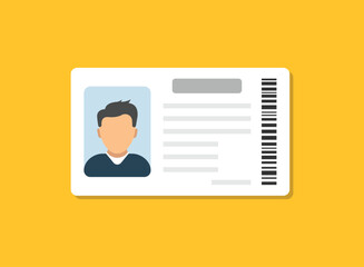 Driver license icon in flat style. Identification document vector illustration on isolated background. Profile card sign business concept.