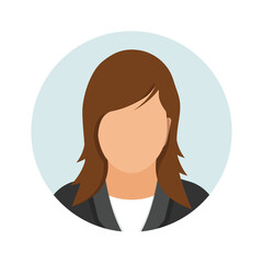 Avatar profile icon in flat style. Female user profile vector illustration on isolated background. Women profile sign business concept.