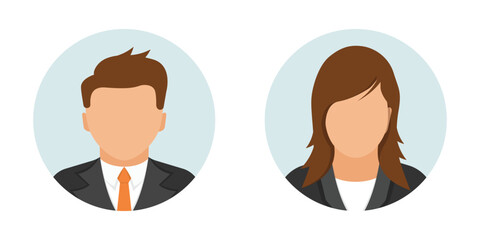 Avatar profile icon in flat style. Female and male user profile vector illustration on isolated background. Women and man profile sign business concept.
