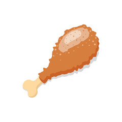 Chicken leg icon in flat style. Fast food menu vector illustration on isolated background. Drumstick sign business concept.