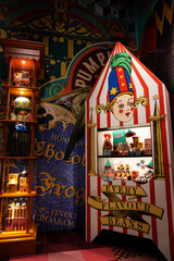 Fototapeta premium JAPAN - Nov 13, 2023: Jelly Belly Bertie Bott's Every Flavor Beans and whimsical sweets set in a magical themed backdrop at Warner Bros. Studio Tour Tokyo, The Making of Harry Potter