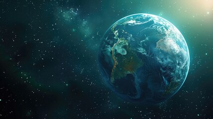 Evocative futuristic background reflecting the essence of the future Earth, with room for text in the top left corner