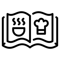 Cooking book icon symbol sign from modern recipe collection in line style for mobile concept and web apps design. Cooking and kitchen related vector line icon.