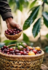 Specialty Coffee Cultivation: Organic Beans Freshly Picked from the Plantation