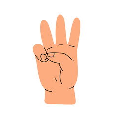 Counting with fingers. Hand gesturing, arm showing one, two, three, four and five numbers, digits. Countdown, score, elementary math learning. Flat vector illustration isolated on white background