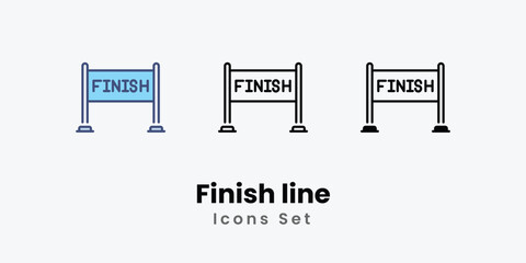 Finish line icons vector set stock illustration.