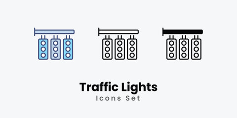 Traffic Lights icons vector set stock illustration.