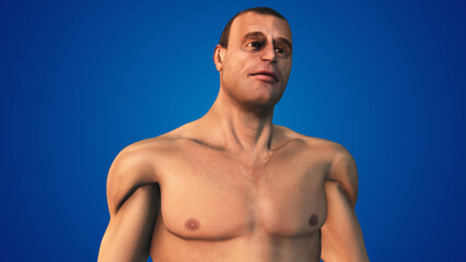 Fototapeta premium Human Body with right side Platysma Muscle pain