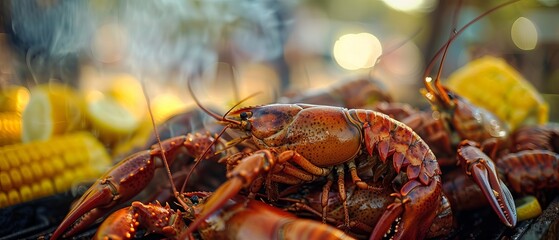 Close up of a crawfish boil