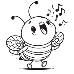 cute bumble bee line illustrations with honeycomb