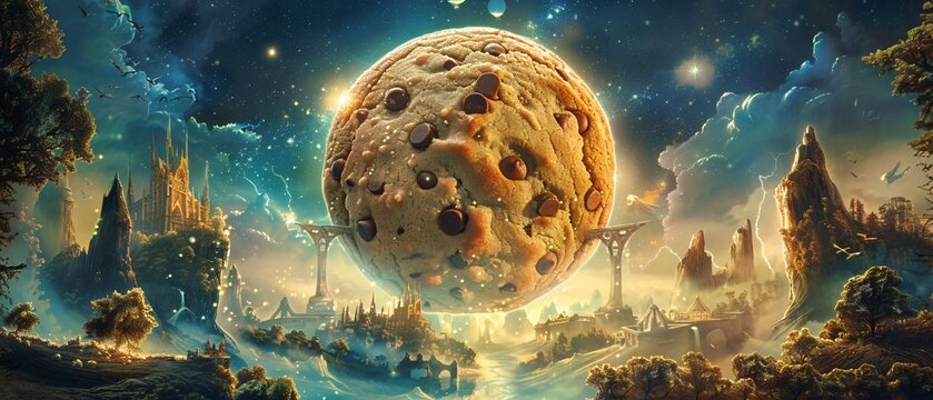 Enchanted Chocolate Chip Cookie in a Fantasy Land of Myths and Magic