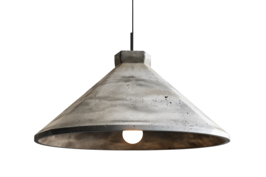 Sleek Concrete Pendant Lighting Isolated On Transparent Background