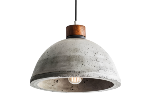 Stylish Concrete Pendant Light Design Isolated On Transparent Background