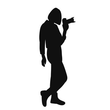 recommend clip art: silhouette of a woman with a camera on a white background vector