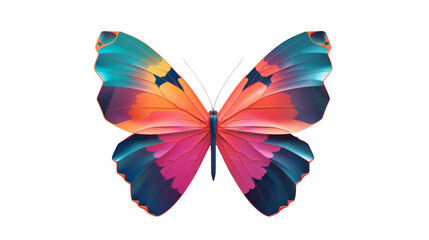 Vibrant and colorful butterfly with beautifully patterned wings, perfect for nature-themed designs and adding a touch of elegance to any project. Isolated on transparent background.