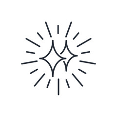 Magic stars and light. Vector linear icon isolated on white background.