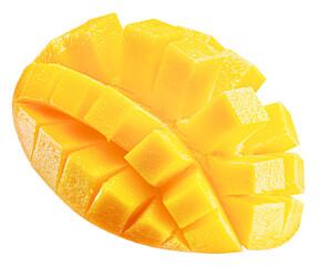 mango cube slices isolated on a white background. Clipping path.