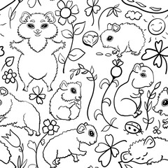 hamster black and white seamless abstract pattern background fabric fashion design print wrapping paper digital illustration art texture textile wallpaper 