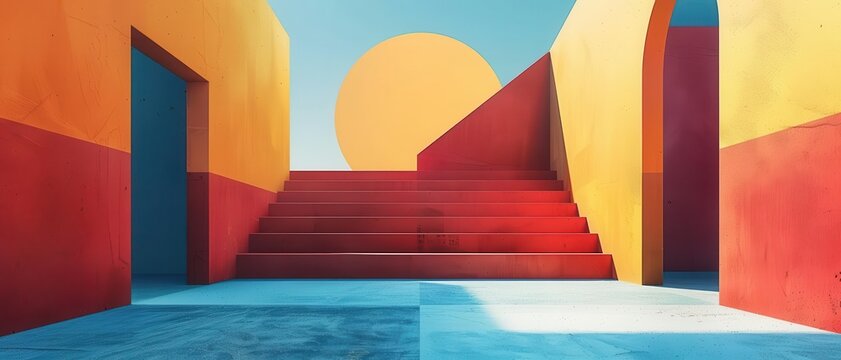 Minimalist neo brutalism, bold and blocky shapes