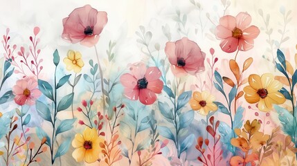 Watercolor botanical pattern