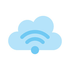 Wifi signals with cloud, icon of cloud internet editable vector