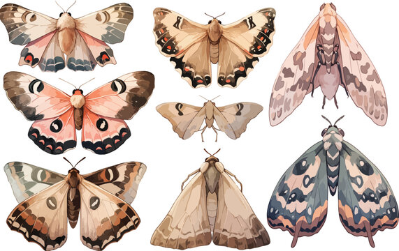 moth watercolor clipart

