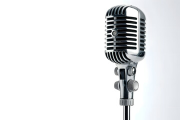 Retro style microphone isolated on white background