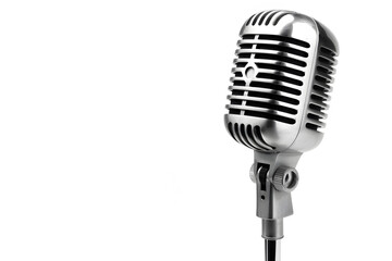 Retro style microphone isolated on white background