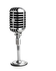 Fototapeta premium Retro style microphone isolated on white background