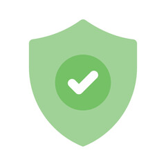 Modern icon of verified security, checkmark inside protection shield