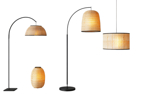 Contemporary Arched Floor Lamps Isolated On Transparent Background