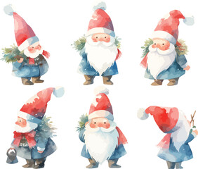christmas gnome watercolor clipart
