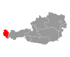 Austria of Vorarlberg map symbol shape, travel web flat concept icon symbol vector illustration