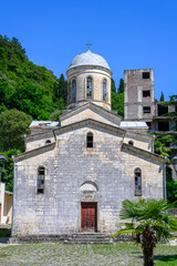 Fototapeta premium Saint Simon the Canaanite Church in the sun day, New Athos, Abkhazia.
