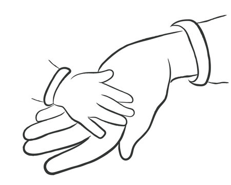 recommend clip art: Hand drawn line art vector of parenthood and tender touch of babies. motherhood and fatherhood concept.