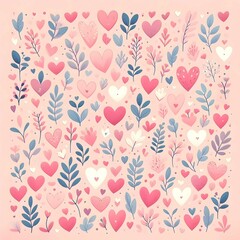 Tiny ditsy Heart pattern, wallpaper, pastel, pink colors, tileable