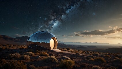 A futuristic hut on a distant planet, where technology and nature coexist seamlessly ai_generated